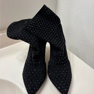 Charles David Black Rhinestone Heeled Boots